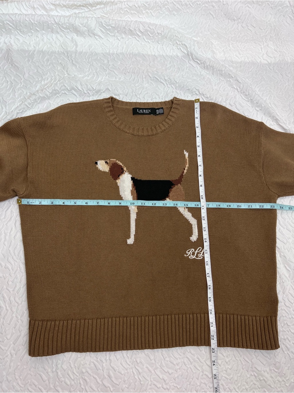 Lauren Ralph Lauren Dog Intarsia-Knit Beagle Cotton Sweater XXL Honey Tan - Picture 4 of 8
